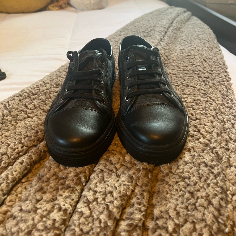 Men’s Gucci GG Canvas Low 'Grey Black' - Size 6 US / Size 39.5 EU - Picture 7 of 8